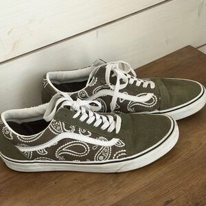 Vans Olive Green Paisley Old Skool Sneakers